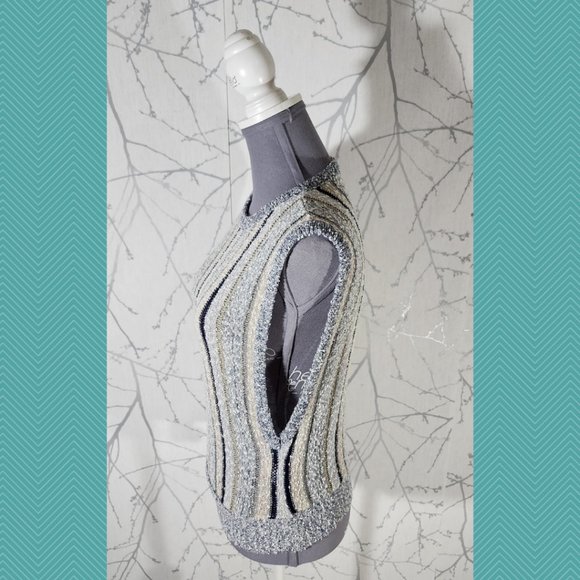 Lady Anne VTG Striped Textured Knit Sweater Vest - Picture 2 of 4